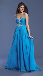 голубое вечернее платье с декор из страз